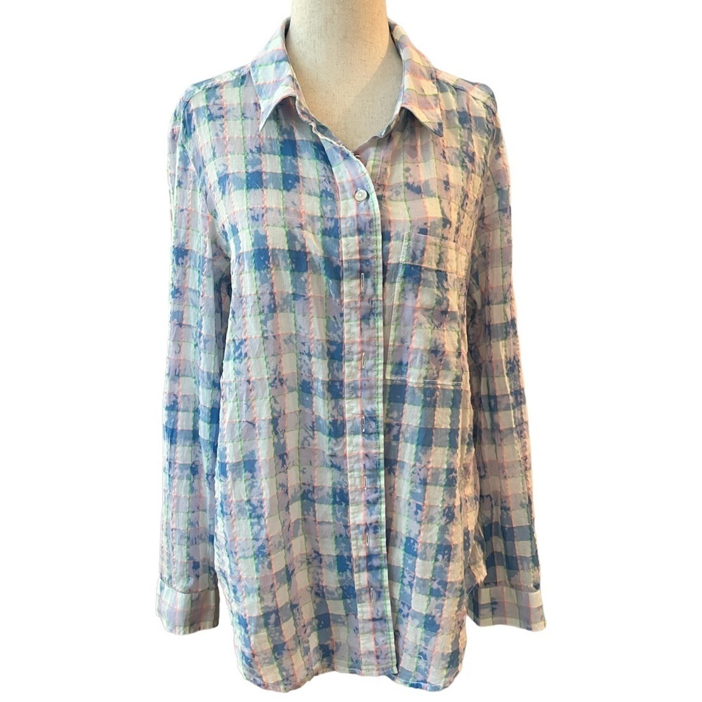Anthropologie Plaid Tie-dye Button-down